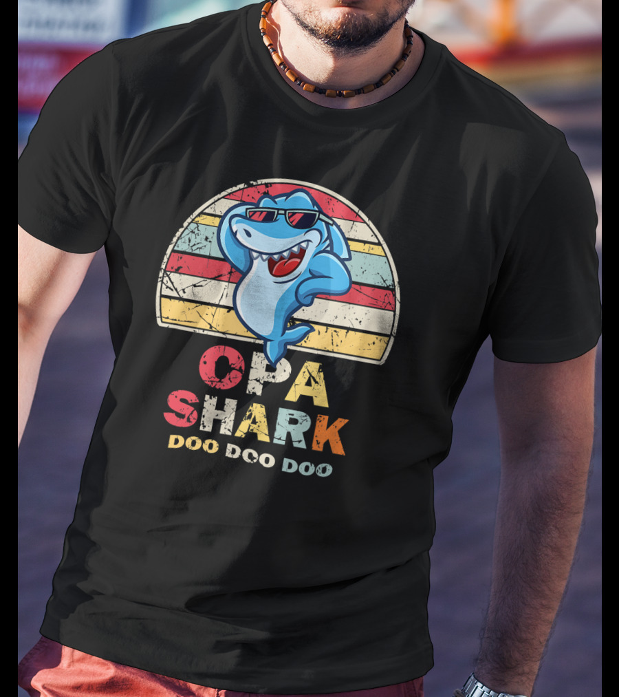 Opa Shark Doo Doo Doo Vintage Style Father T-Shirt