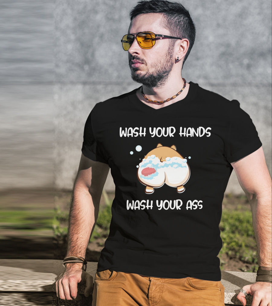Wash Your Hands Wash Your Ass Corgi Bubbles T-Shirt