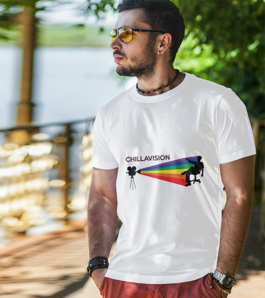 Chillavision First Edition Silhouette With Rainbow Camera Projection T-Shirt