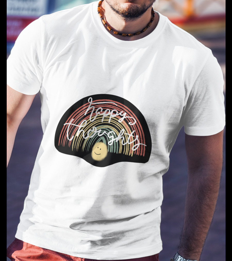 Happy Thoughts Rainbow Smiley Face T-Shirt
