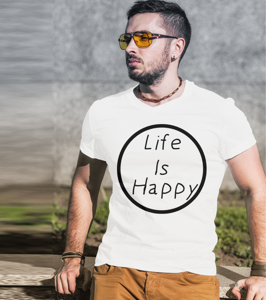Life Is Happy Circle Emblem T-Shirt