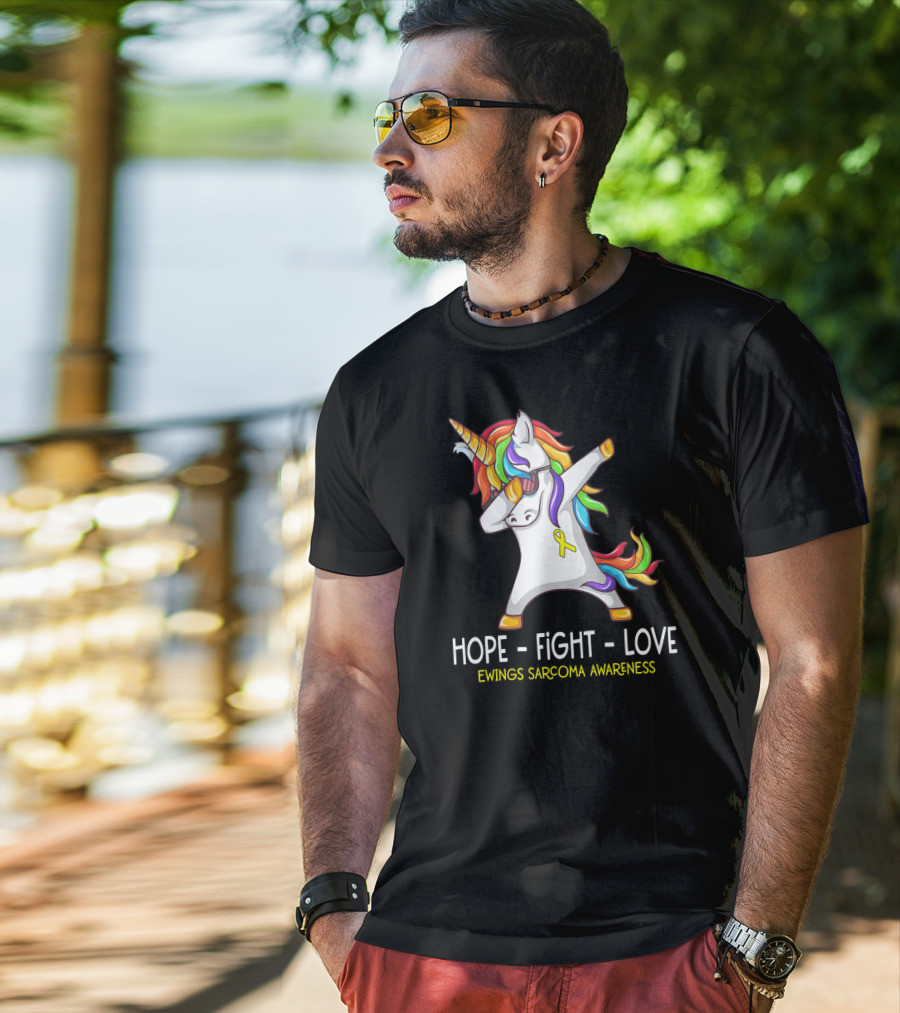 Hope Fight Love Unicorn Ewings Sarcoma Awareness T-Shirt