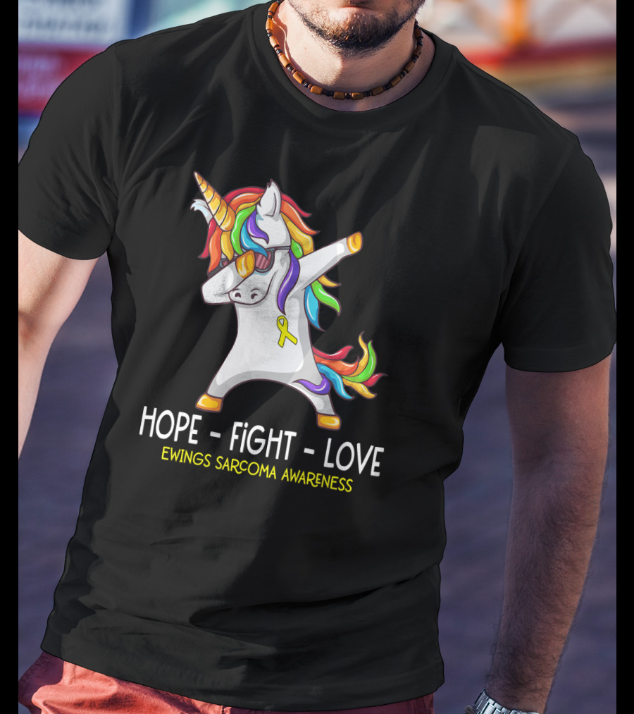 Hope Fight Love Unicorn Ewings Sarcoma Awareness T-Shirt