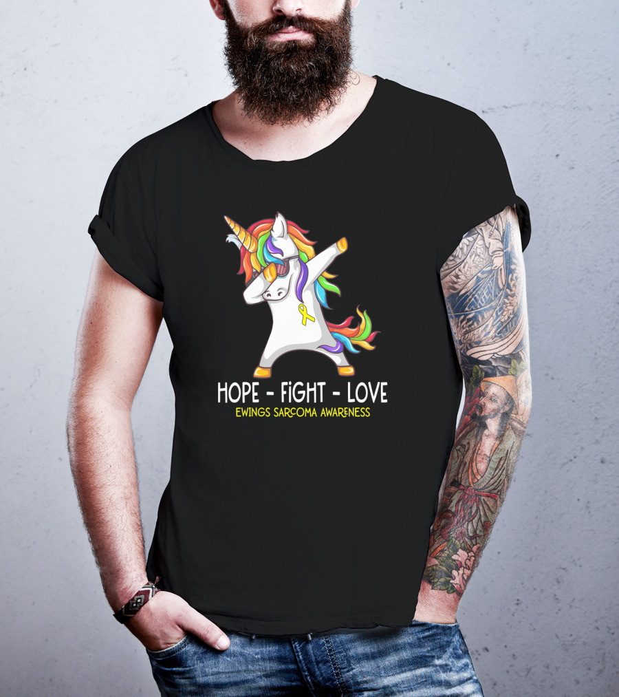 Hope Fight Love Unicorn Ewings Sarcoma Awareness T-Shirt