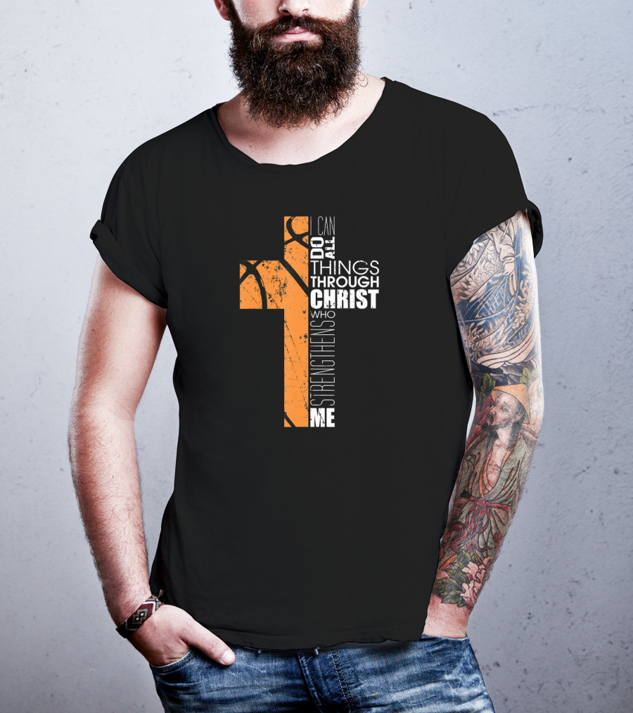 Philippians 413 I Can Do All Things Through Christ Basketball Cross T-Shirt