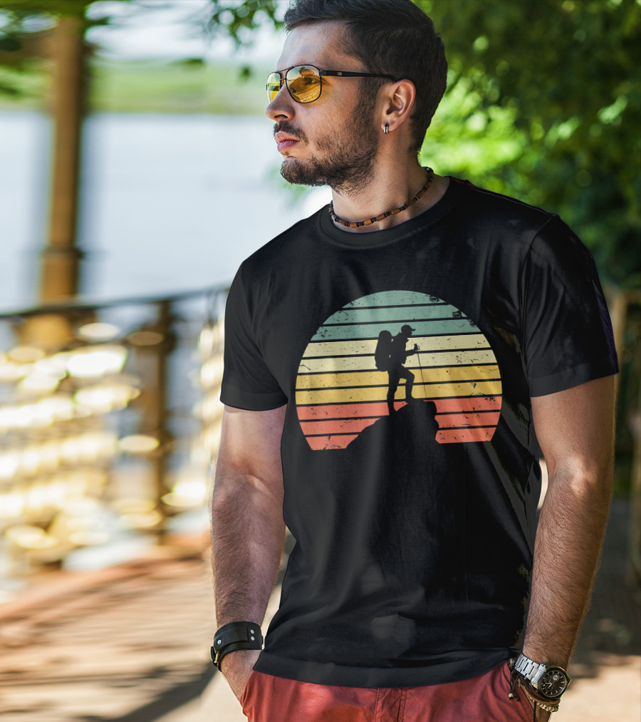 Vintage Hiking Retro Sunset Adventure T-Shirt
