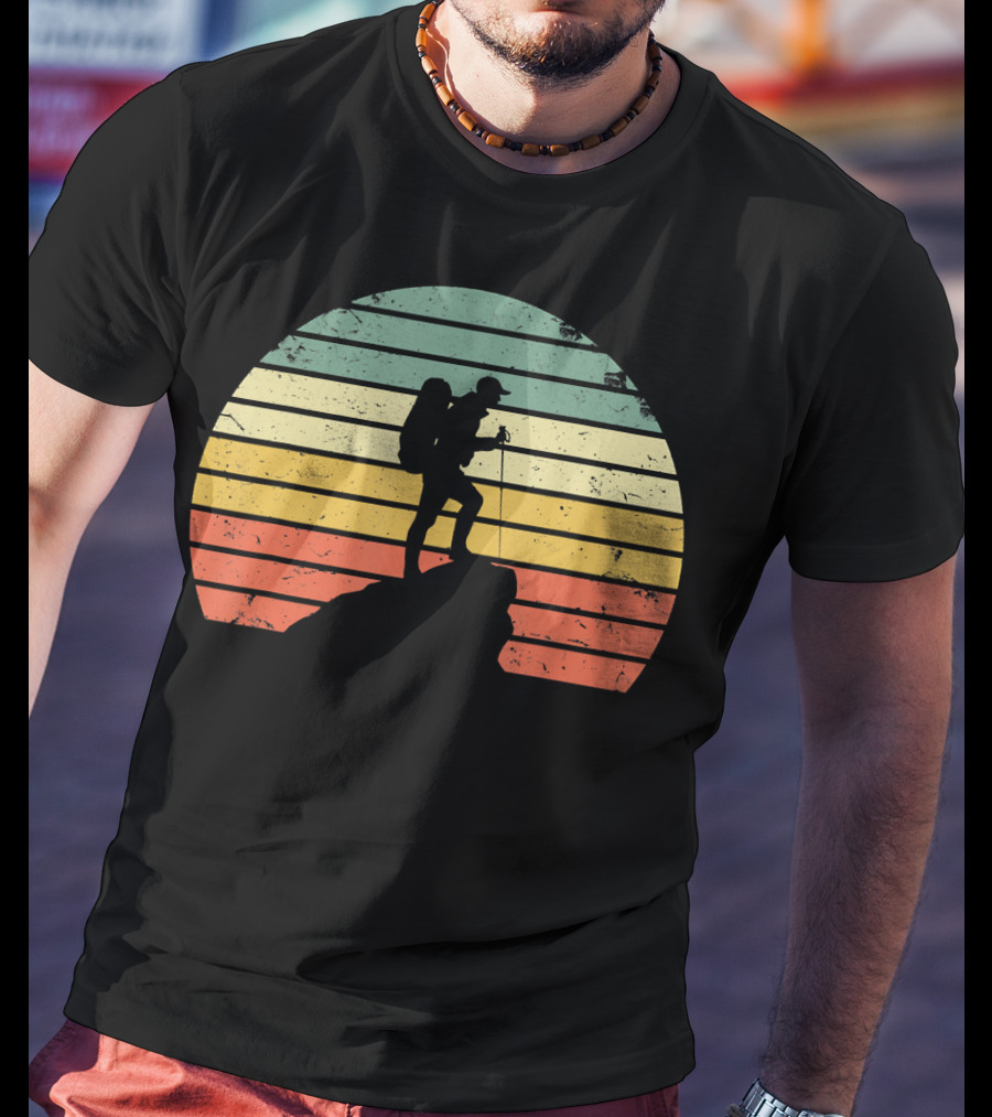 Vintage Hiking Retro Sunset Adventure T-Shirt