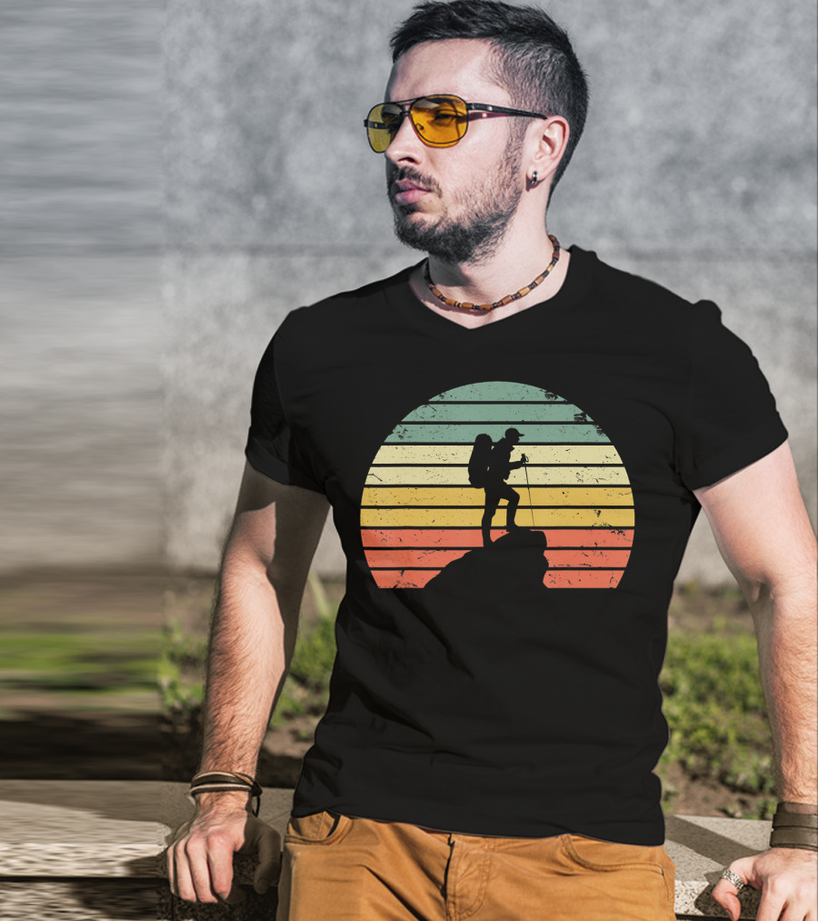 Vintage Hiking Retro Sunset Adventure T-Shirt