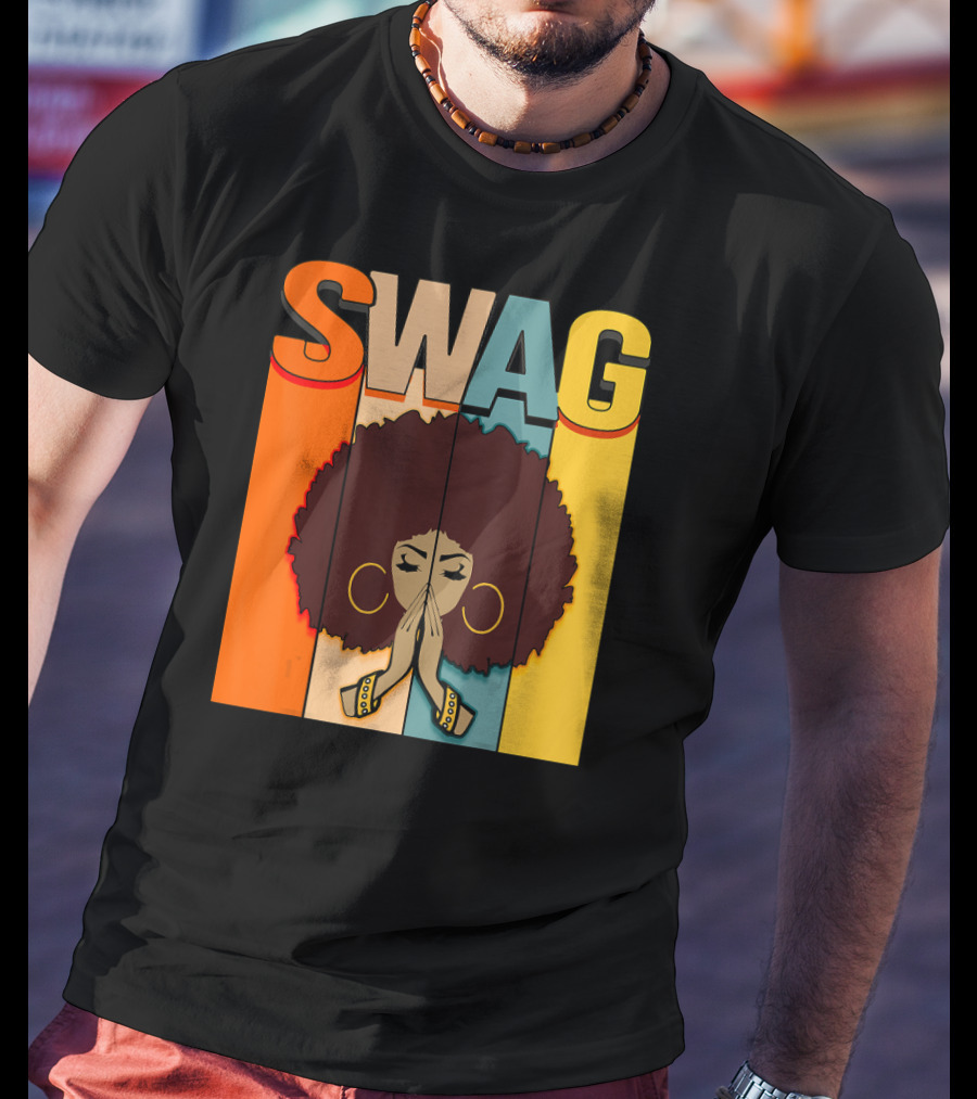 SWAG Melanin Afro Icon With Praying Hands Black History T-Shirt