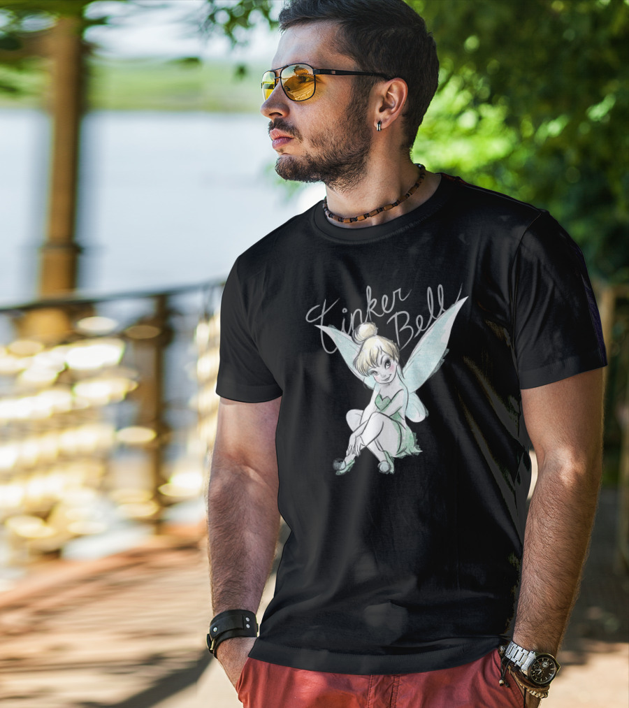 Disney Tinker Bell Kneeling Fairy Sketch With Wings T-Shirt