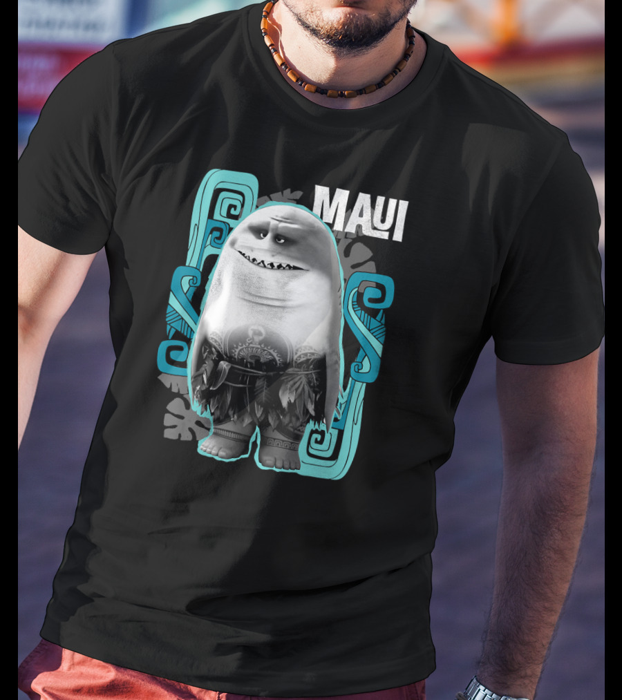 Maui Half Shark Disney Moana Character With Tribal T-Shirt