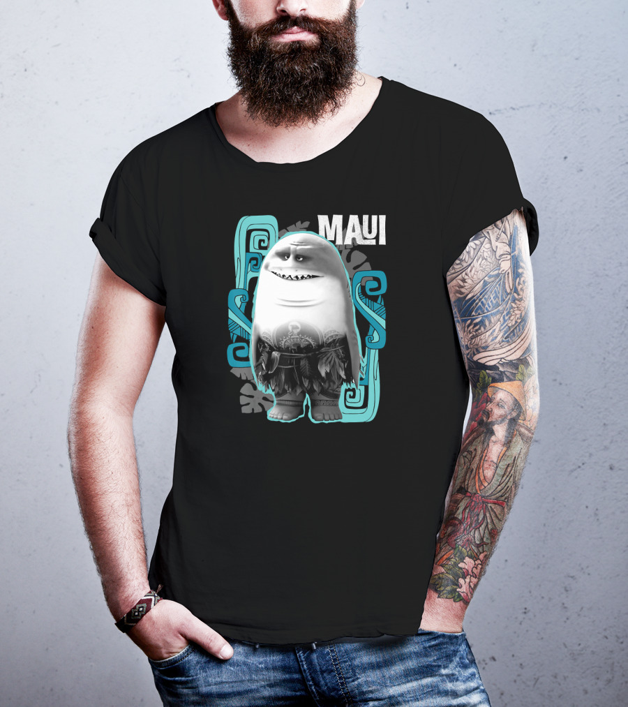 Maui Half Shark Disney Moana Character With Tribal T-Shirt