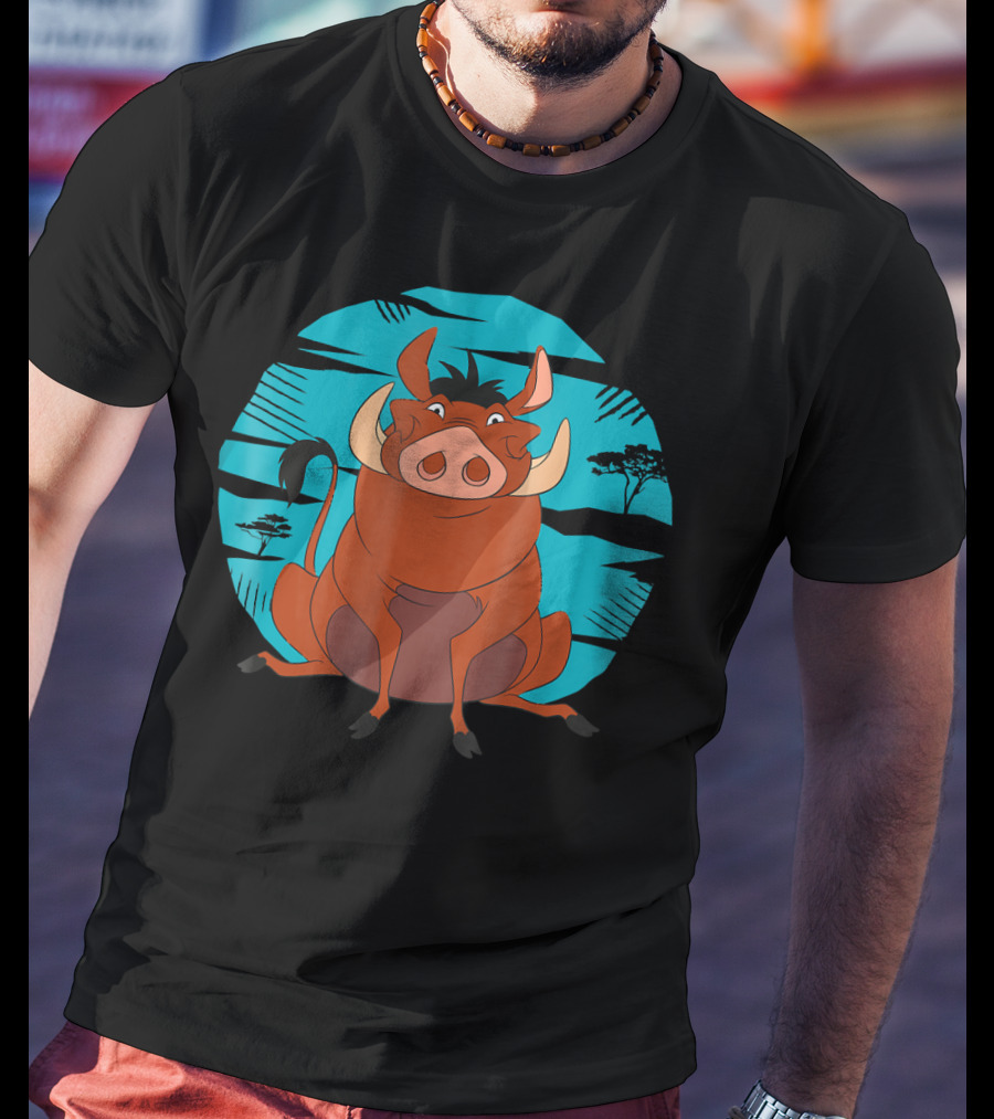 Disney The Lion King Happy Pumbaa African Savanna Scene T-Shirt