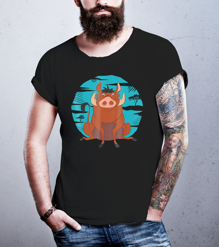 Disney The Lion King Happy Pumbaa African Savanna Scene T-Shirt