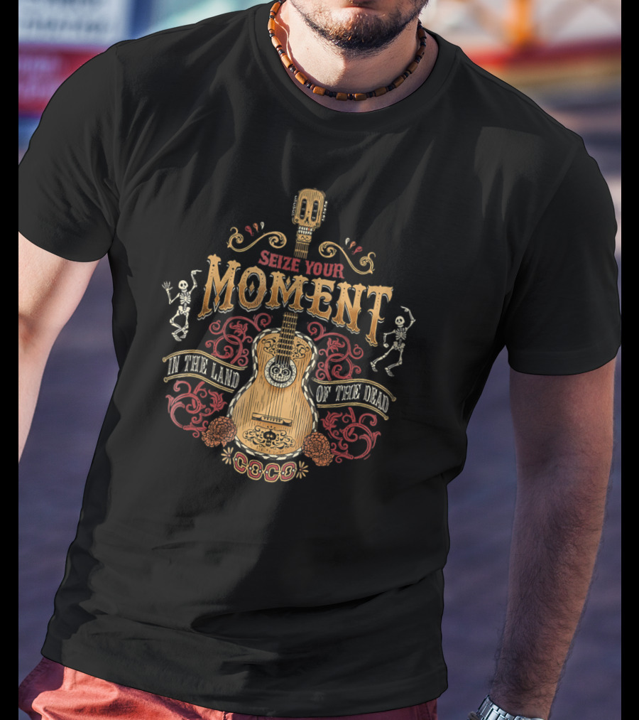 Seize Your Moment In The Land Of The Dead Guitar Disney Pixar Coco T-Shirt