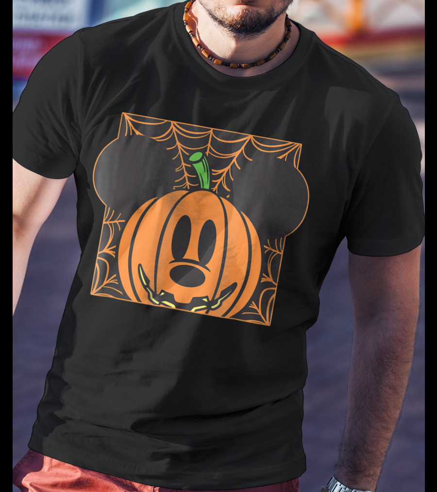 Disney Mickey Mouse Pumpkin With Spider Web T-Shirt