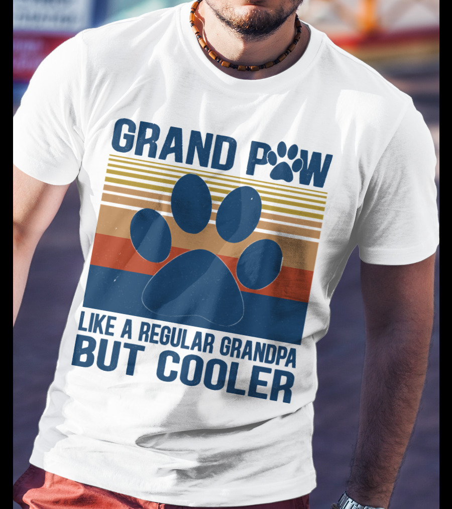 GRAND PAW Like A Regular Grandpa But Cooler Retro Paw Prints T-Shirt