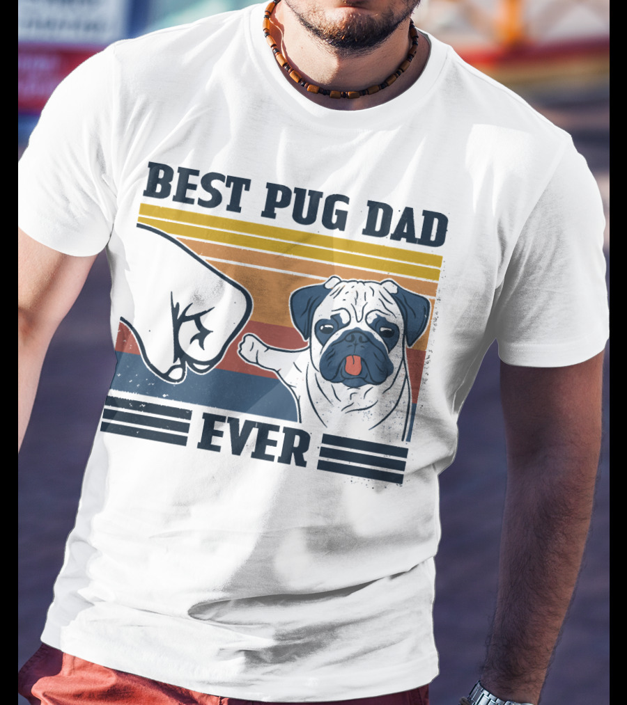 Best Pug Dad Ever Retro Fist Bump T-Shirt