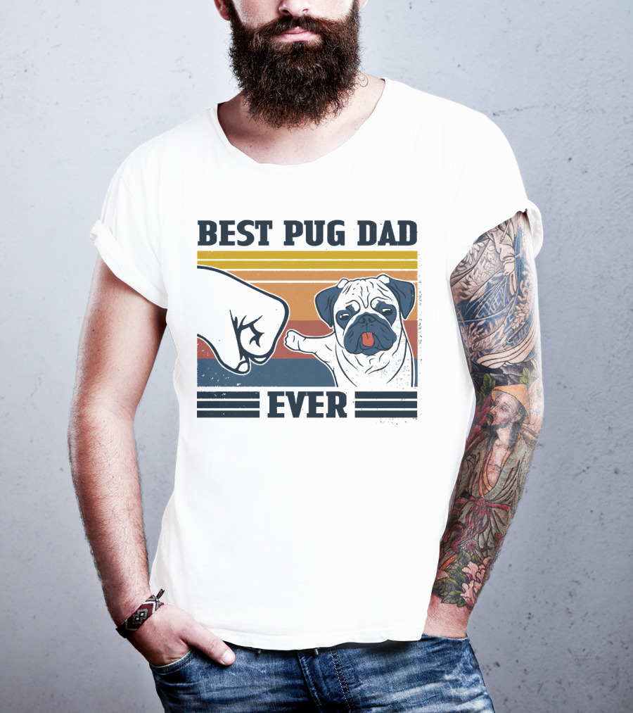 Best Pug Dad Ever Retro Fist Bump T-Shirt