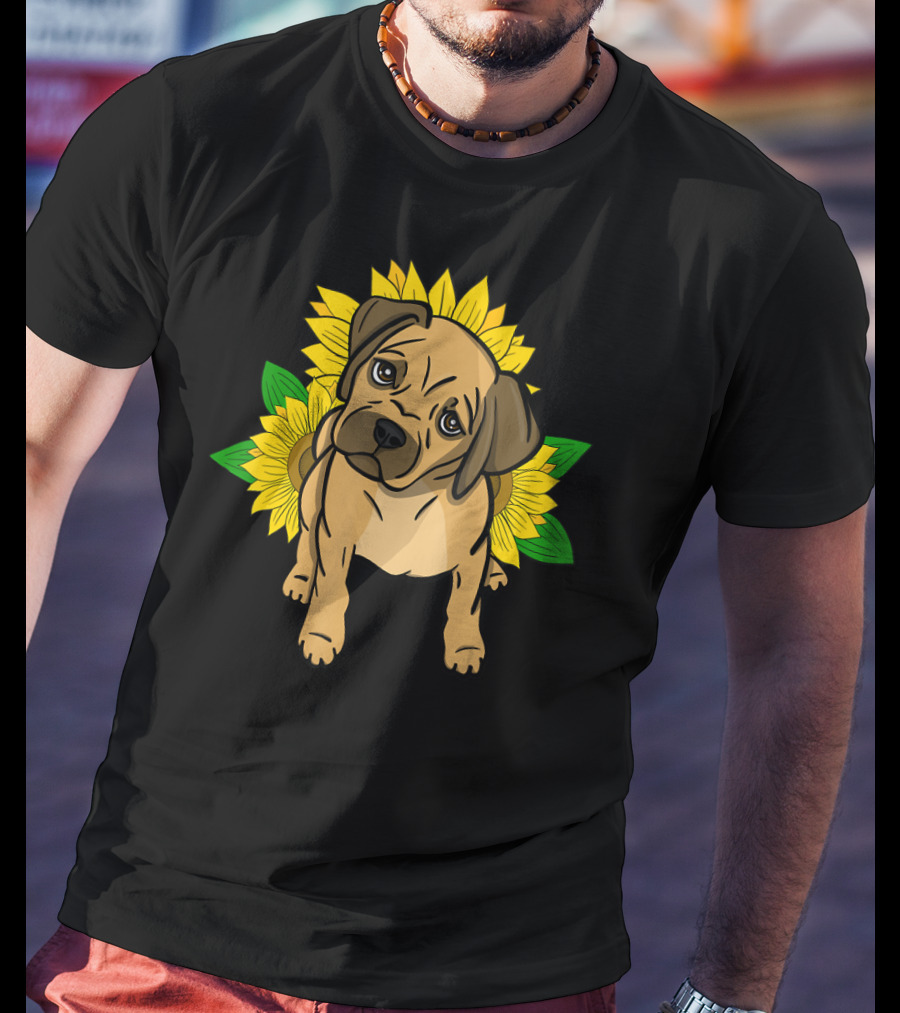 Puggle Puppy Sunflowers T-Shirt