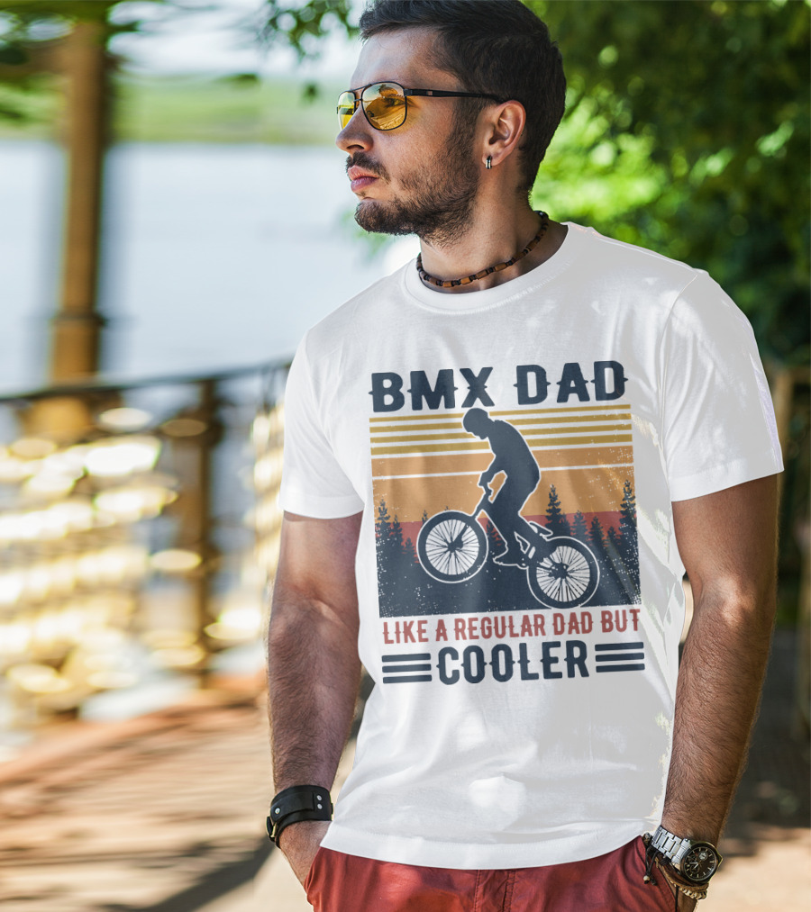 BMX Dad Like A Regular Dad But Cooler Retro Forest T-Shirt