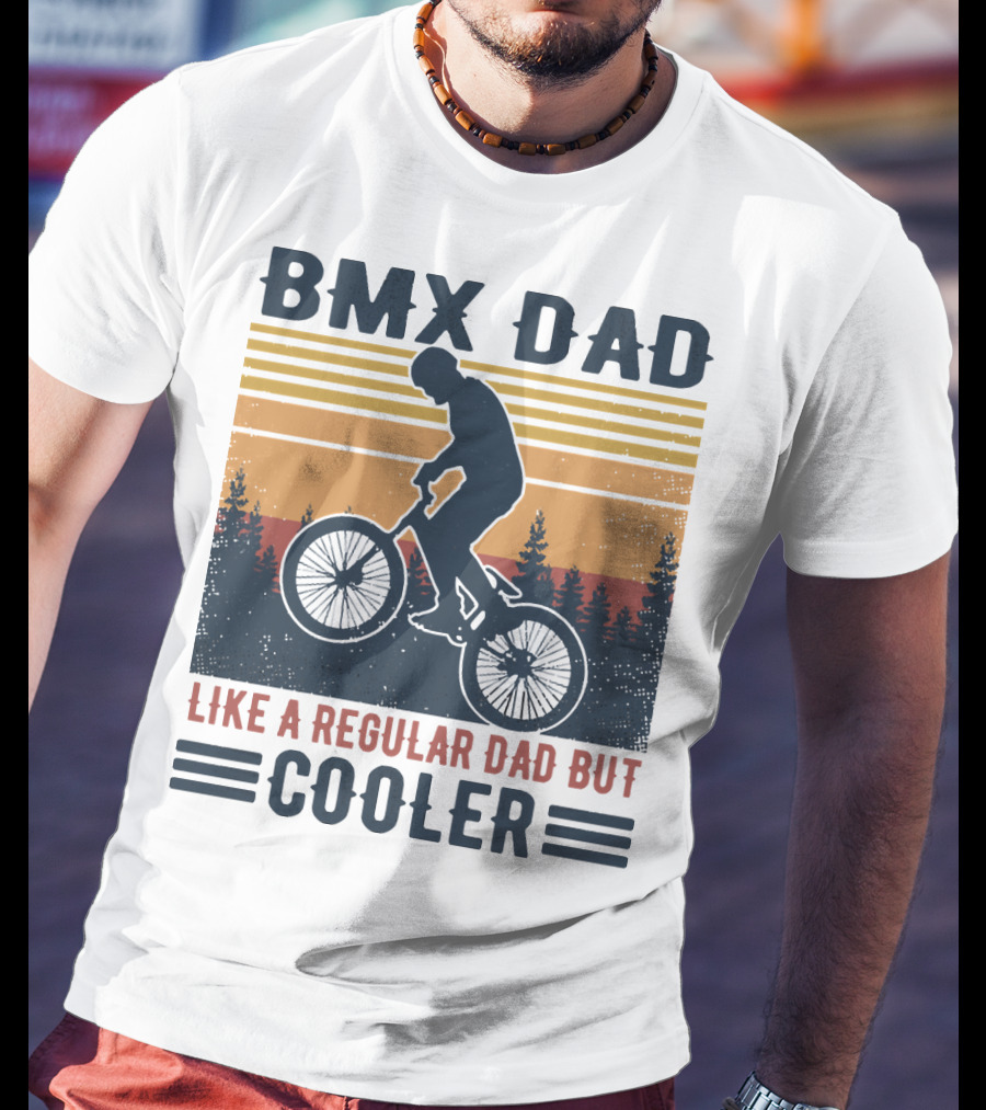 BMX Dad Like A Regular Dad But Cooler Retro Forest T-Shirt