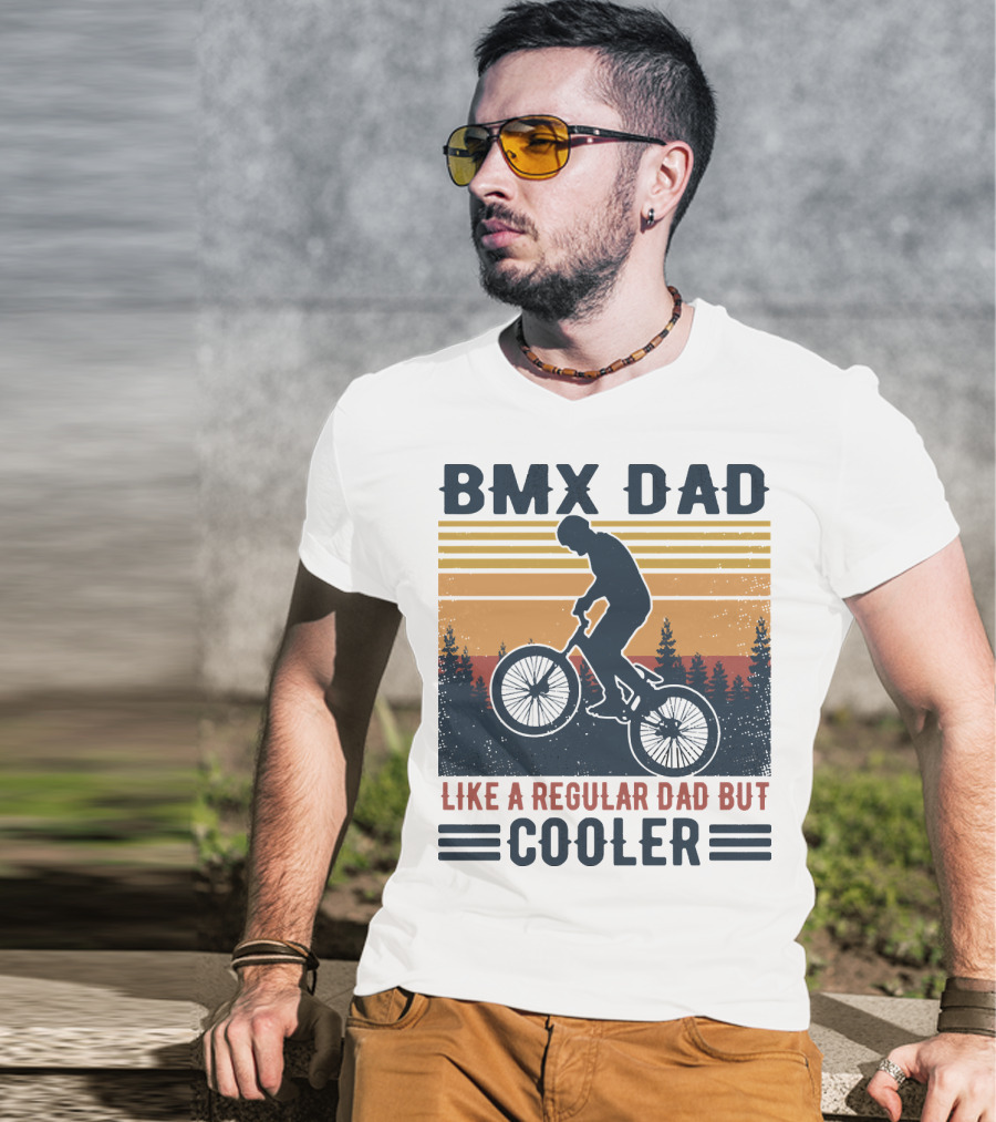 BMX Dad Like A Regular Dad But Cooler Retro Forest T-Shirt