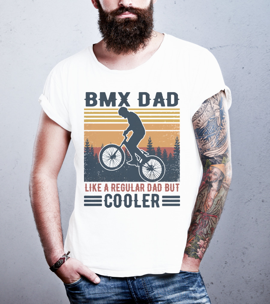 BMX Dad Like A Regular Dad But Cooler Retro Forest T-Shirt