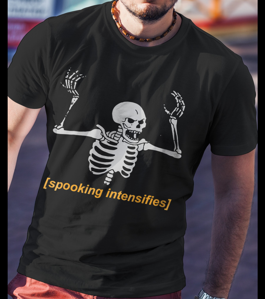 Spooking Intensifies Skeleton With Scary Expression Glaring T-Shirt