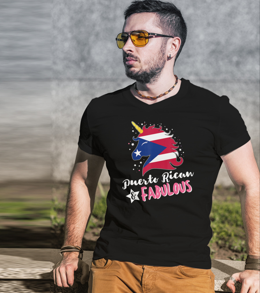 Puerto Rican And Fabulous Unicorn Puerto Rico Flag T-Shirt