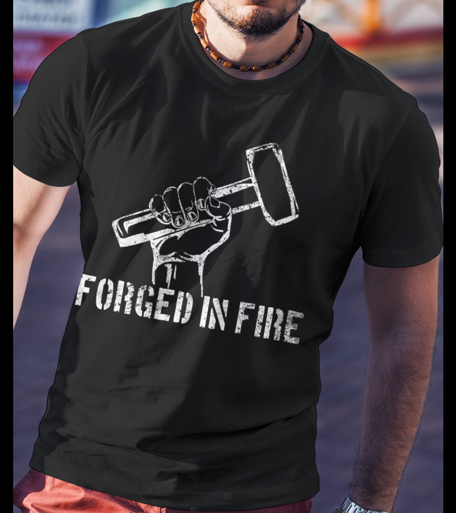 Vintage Blacksmith Forged In Fire Hammered Hand T-Shirt