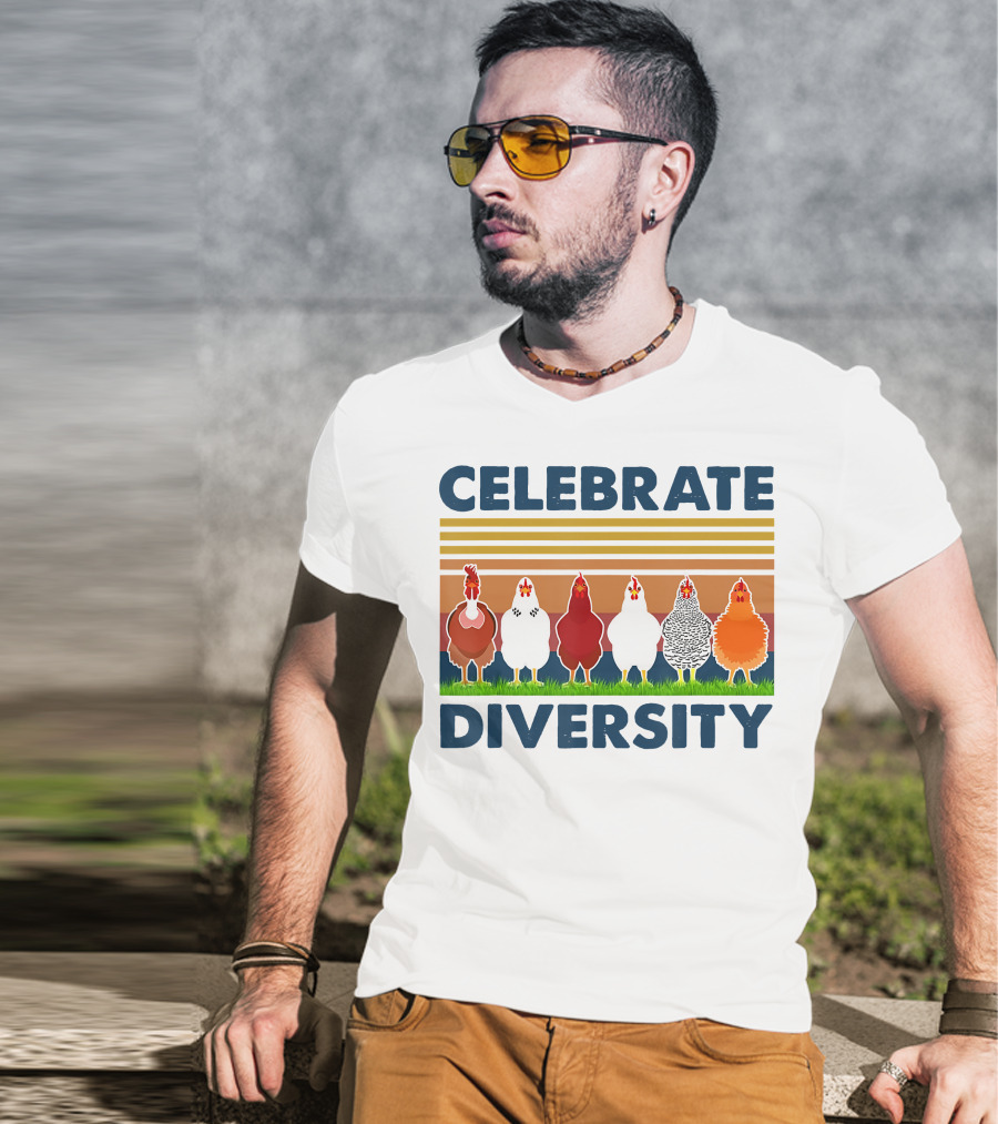 Celebrate Diversity With Chickens In Colorful Display T-Shirt