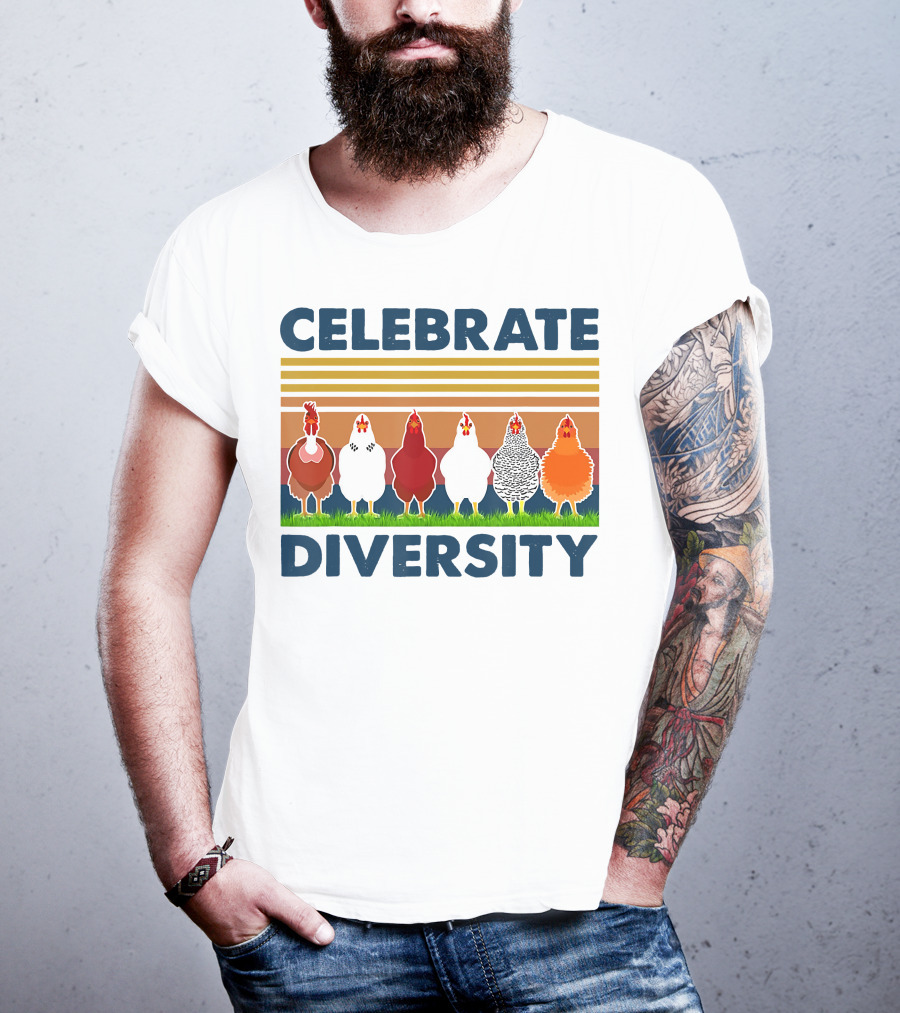 Celebrate Diversity With Chickens In Colorful Display T-Shirt