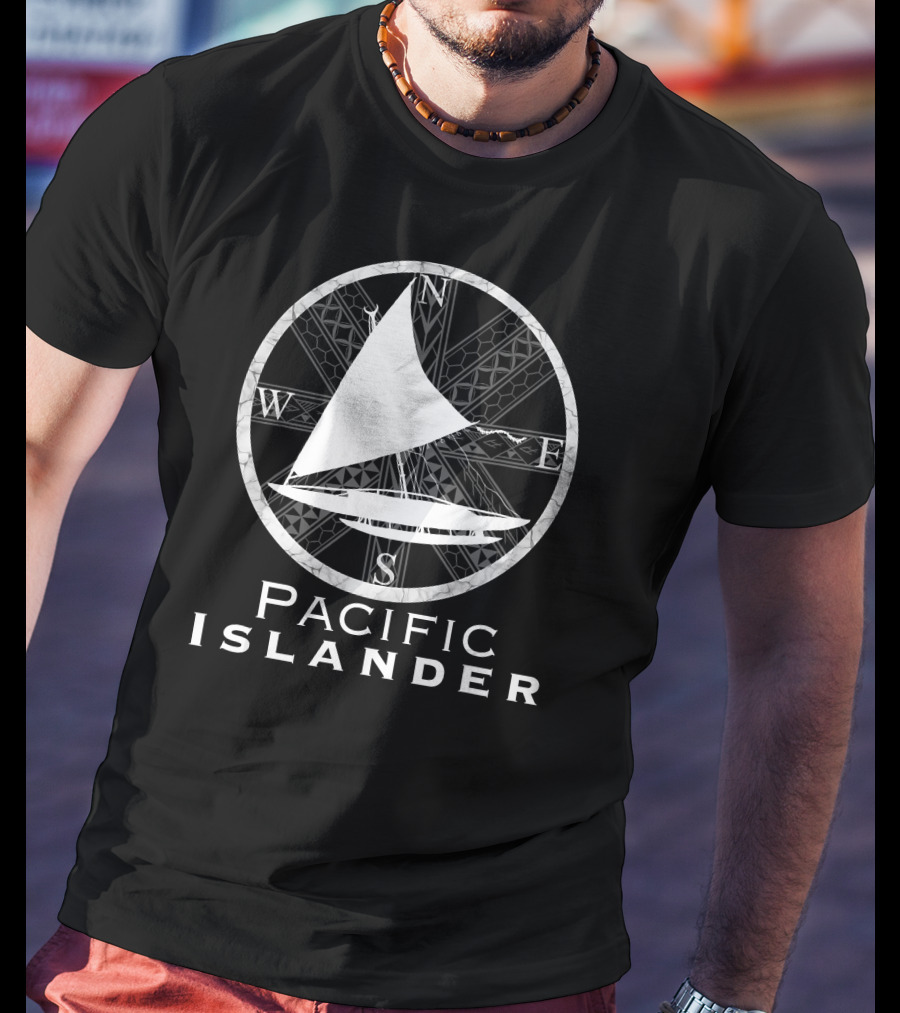 Pacific Islander Tribal Canoe Compass Sailboat T-Shirt