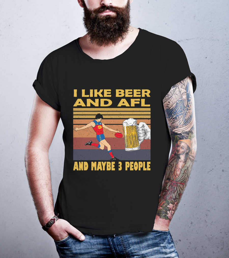I Like Beer And AFL Maybe 3 People Retro Player And Beer Mug T-Shirt