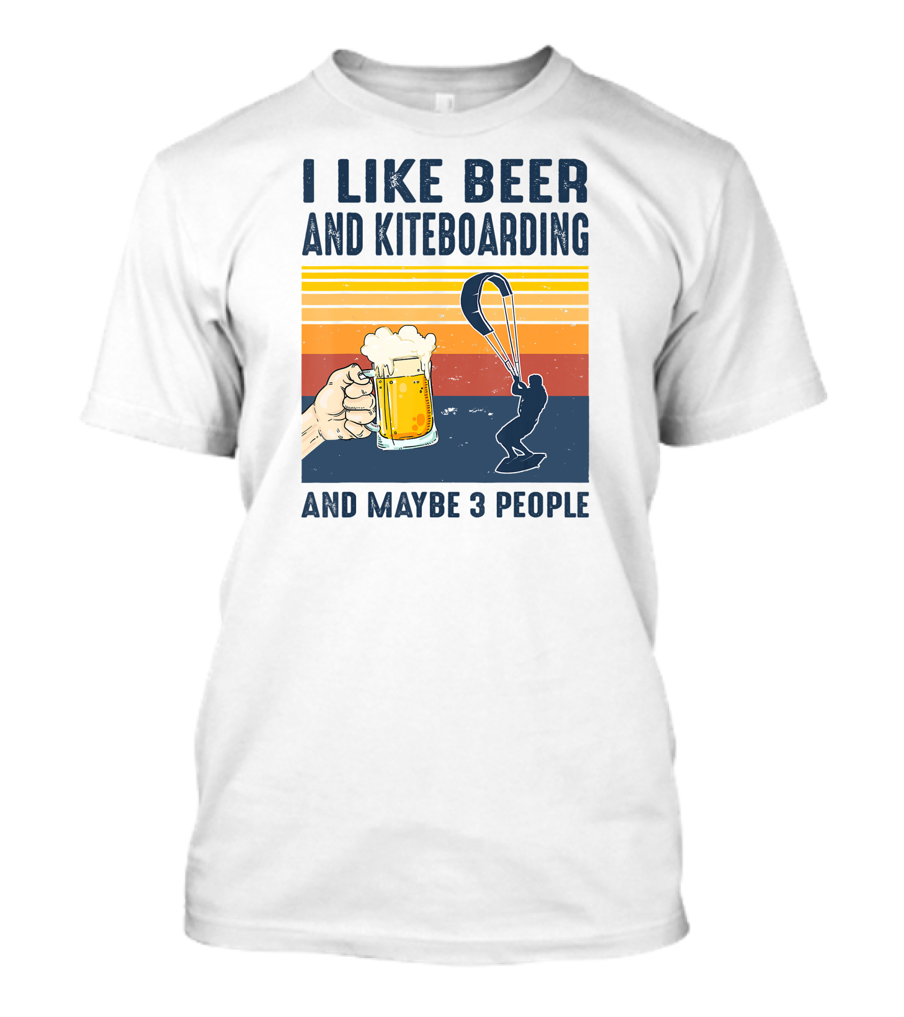 I Like Beer And Kiteboarding And Maybe 3 People Vintage Sunset T-Shirt