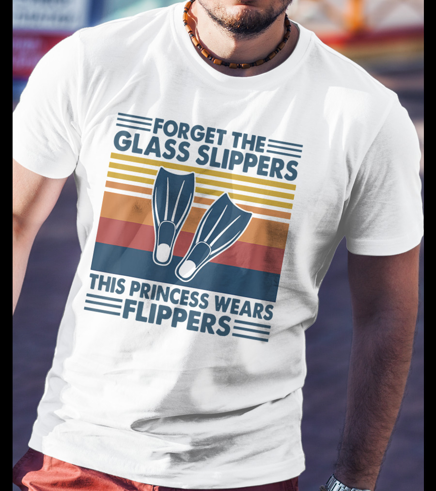 Forget The Glass Slippers This Princess Wears Flippers Retro Stripes T-Shirt