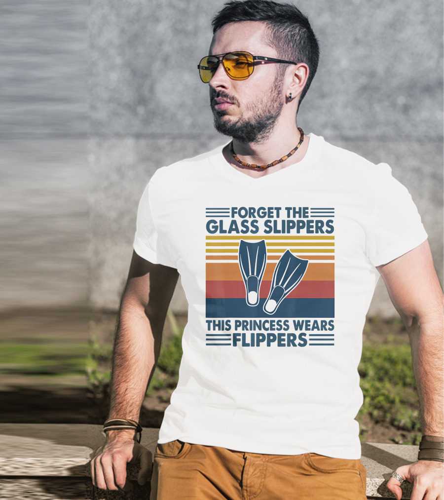 Forget The Glass Slippers This Princess Wears Flippers Retro Stripes T-Shirt