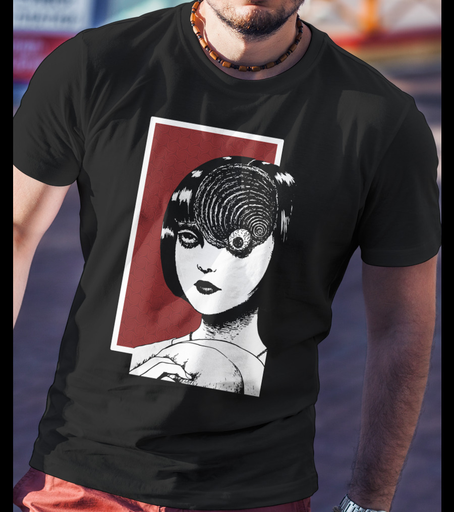 Junji Ito Uzumaki The Great Spiral Horror Manga Face With Spiral Eye T-Shirt