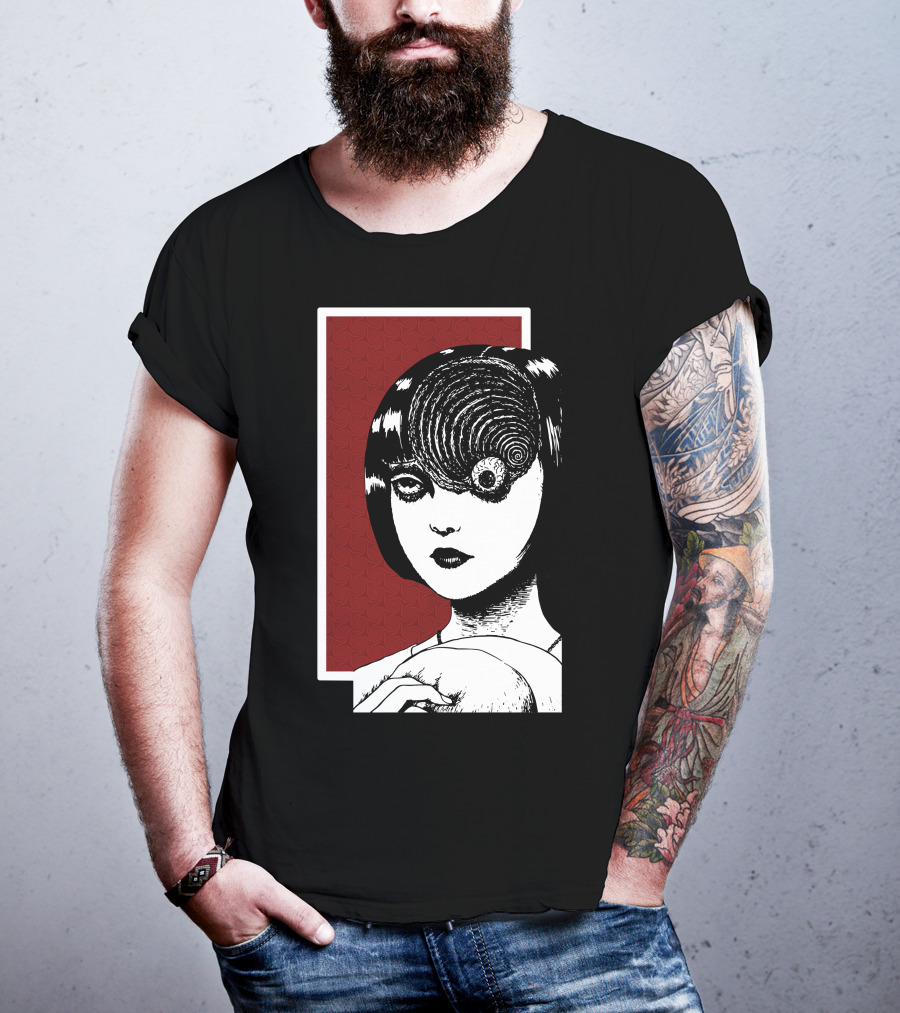 Junji Ito Uzumaki The Great Spiral Horror Manga Face With Spiral Eye T-Shirt