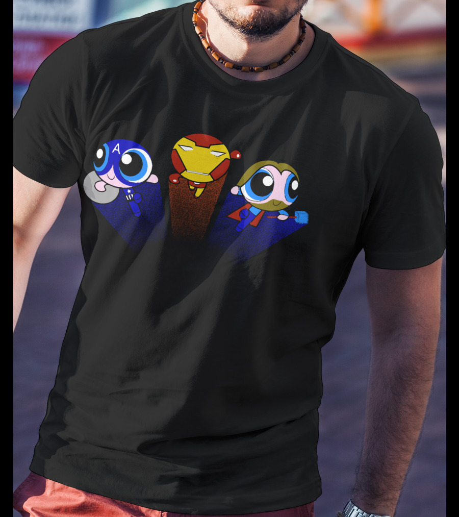 Powerpuff Girls Avengers Iron Man Captain America Thor Mashup T-Shirt