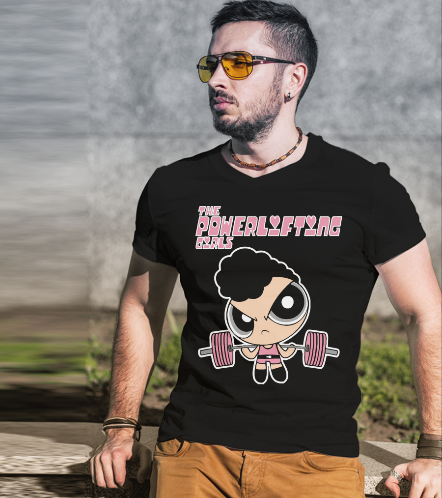 Powerpuff Girls The Powerlifting Girls Cartoon Character Lifting Weights T-Shirt