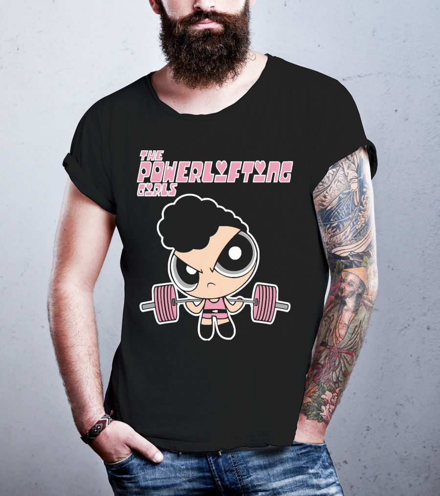 Powerpuff Girls The Powerlifting Girls Cartoon Character Lifting Weights T-Shirt