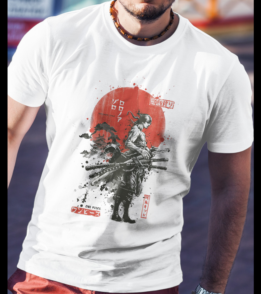 Roronoa Zoro Wano Arc Samurai Swords One Piece Anime Kanji T-Shirt