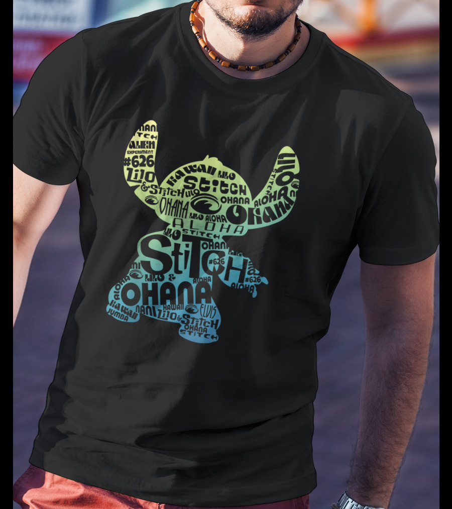 Disney Lilo And Stitch Ohana Experiment 626 Aloha Text T-Shirt