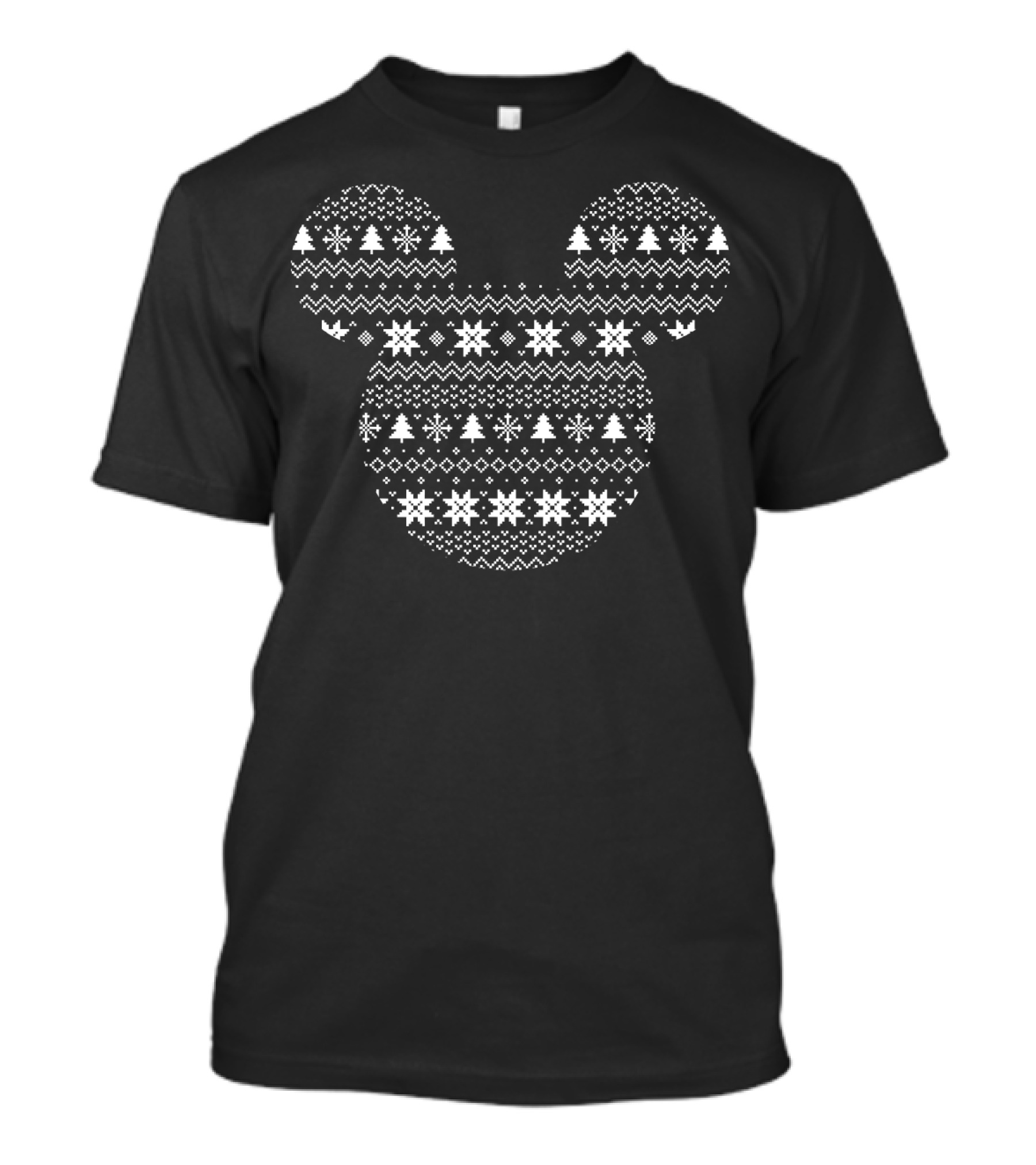 Mickey Mouse Icon Holiday Snowflakes Christmas Trees Disney T-Shirt