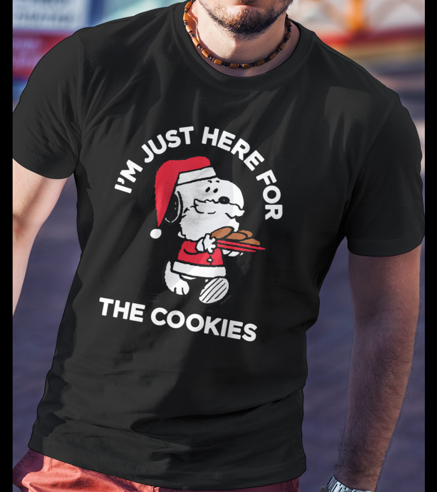 I'm Just Here For The Cookies Peanuts Snoopy Santa T-Shirt