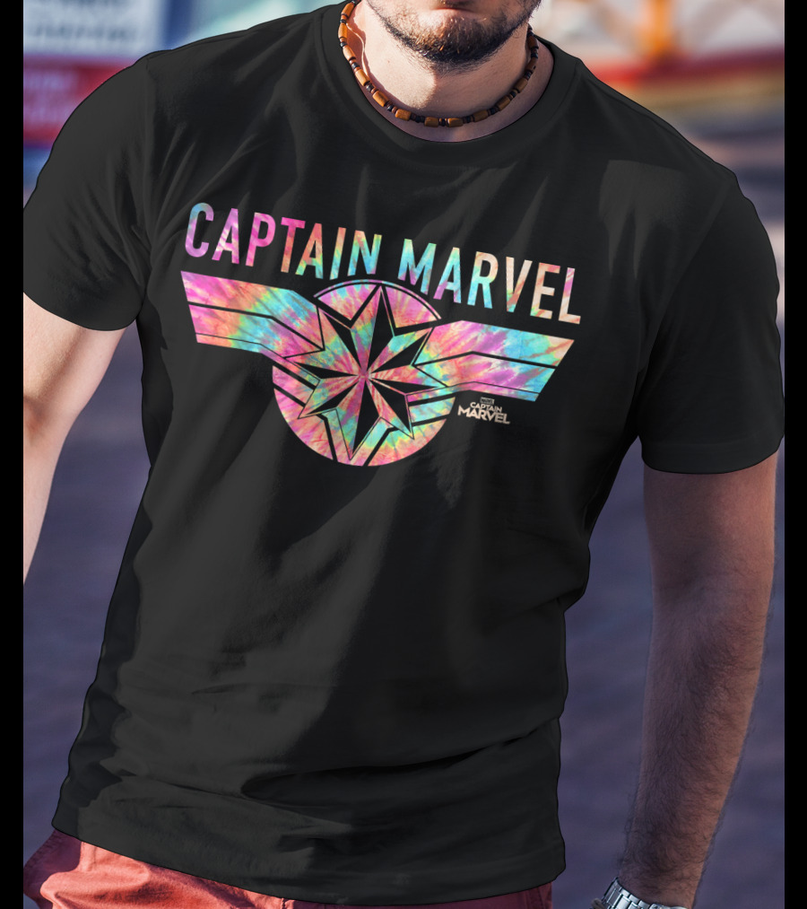 Captain Marvel Tie Dye Logo Banner Marvel Studios T-Shirt