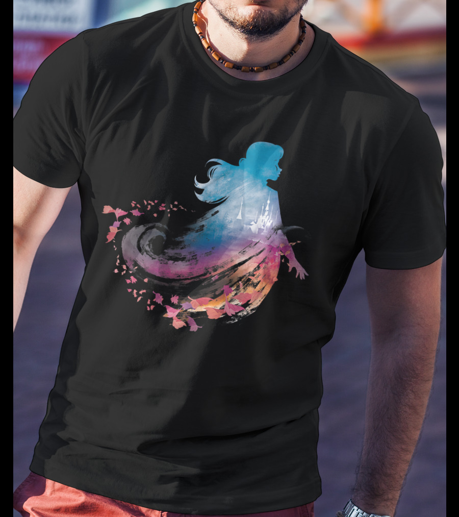 Disney Frozen 2 Anna Silhouette With Castle And Falling Leaves T-Shirt