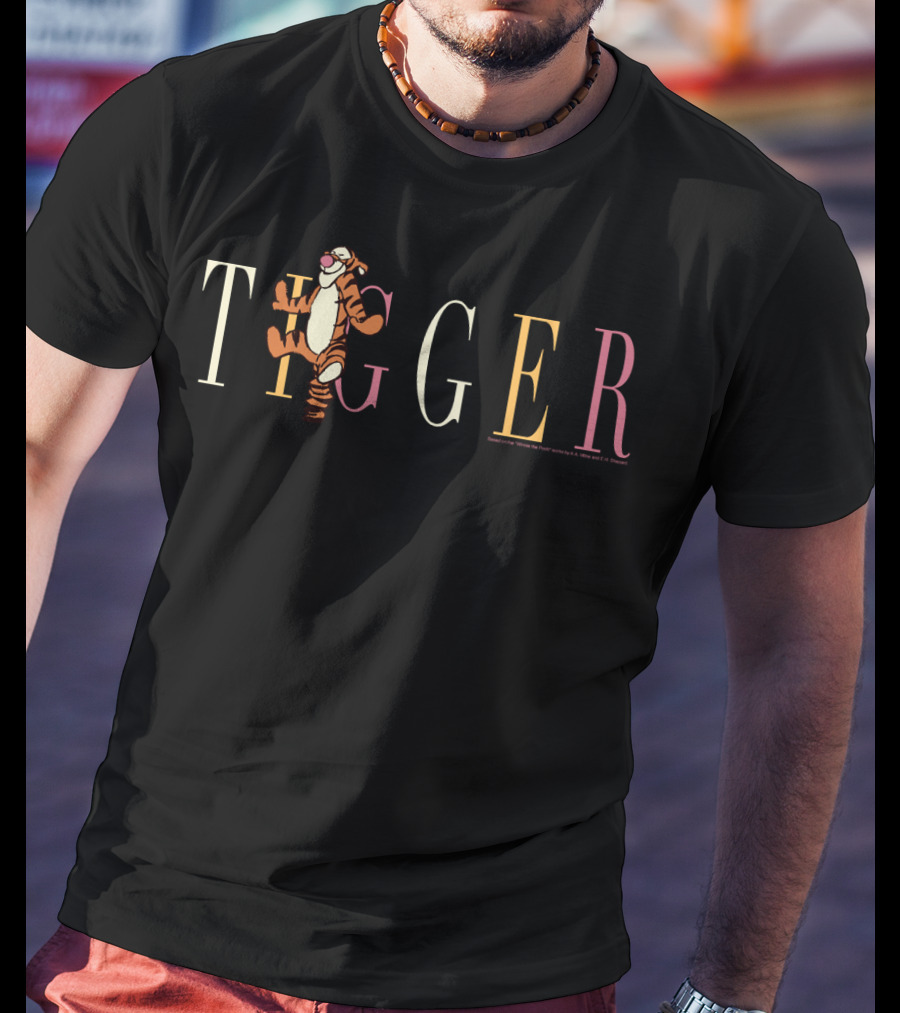Disney Winnie The Pooh Tigger Character Typography T-Shirt